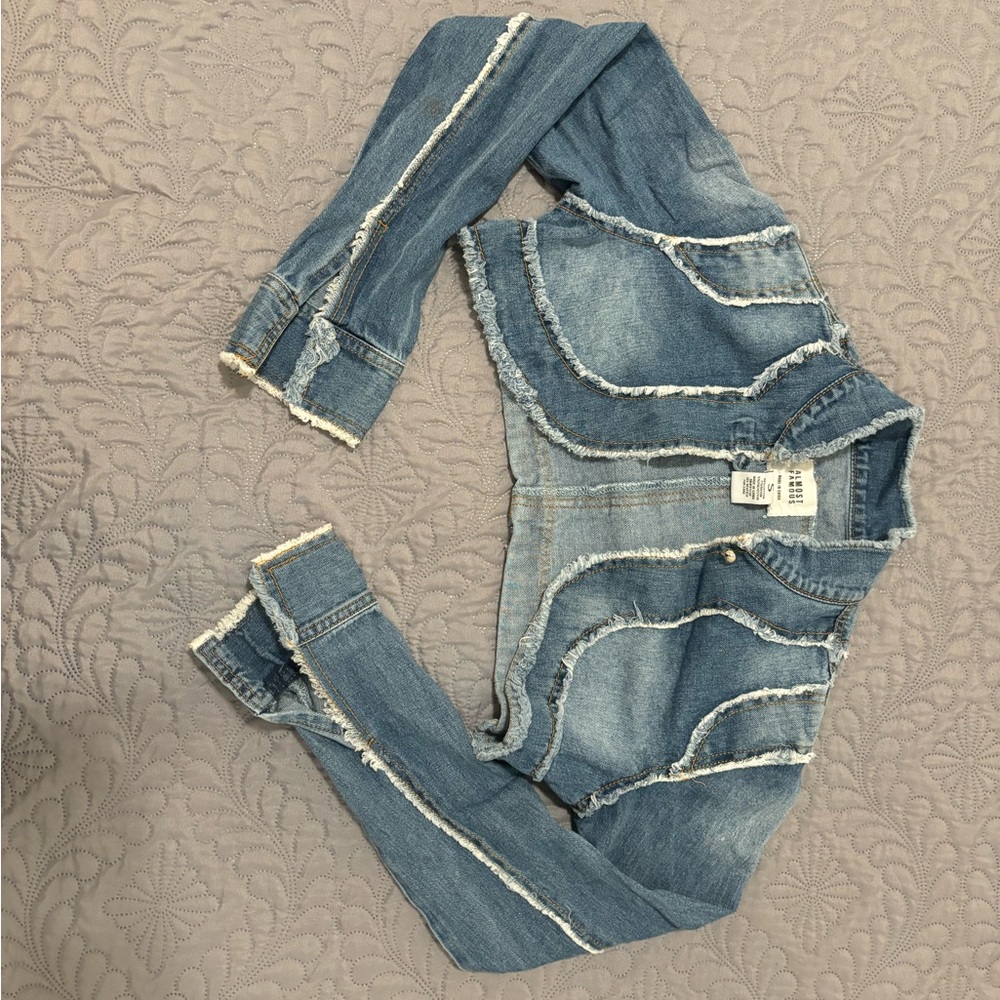 Raw Edged Cropped Denim Jacket